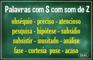 Palavras com s com som de z - BMA