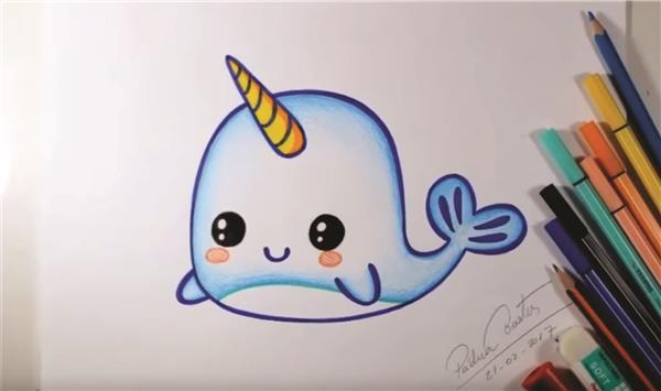 Como desenhar Baleia Unicórnio fofa Kawaii ❤ Desenhos Kawaii