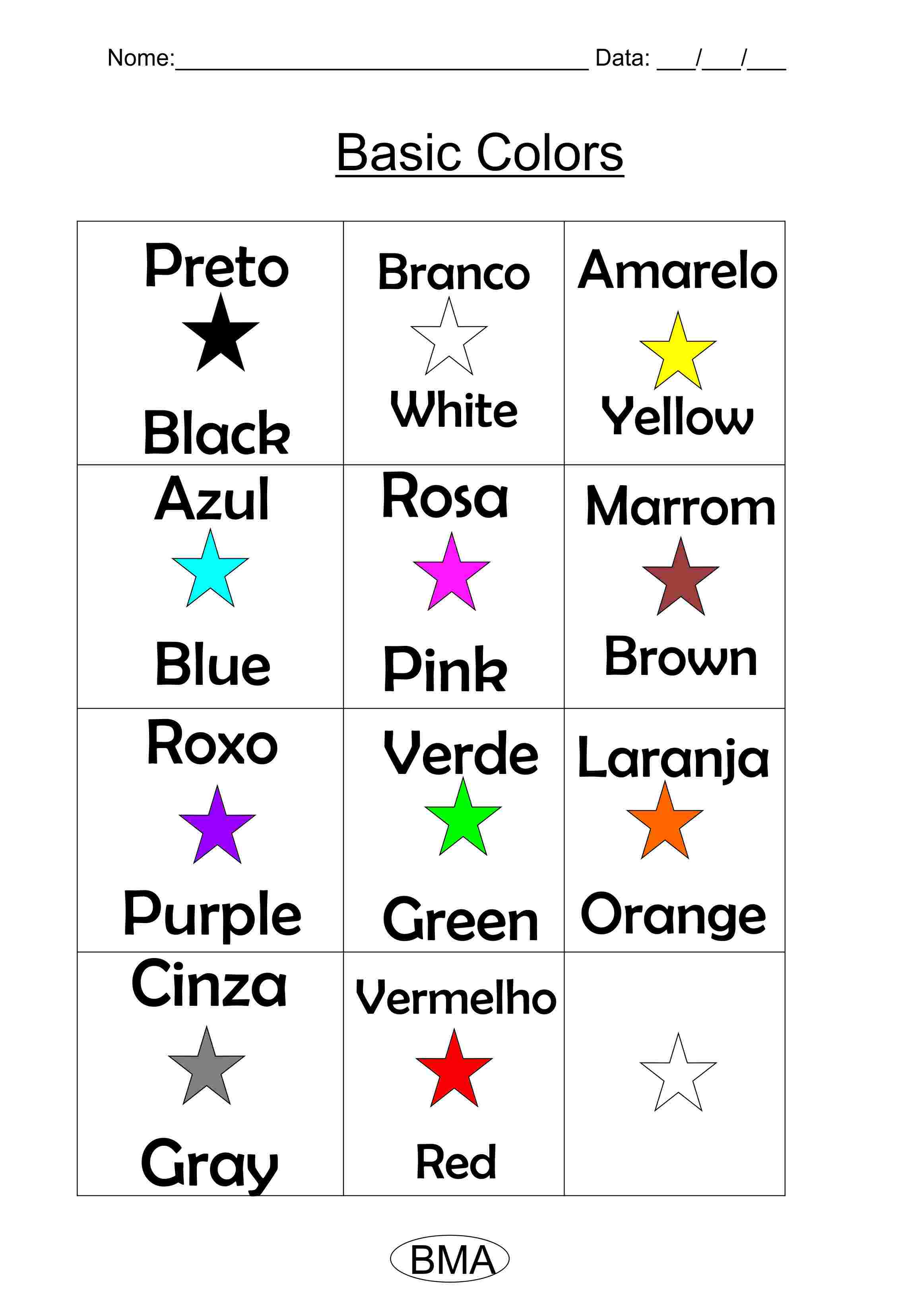 Saiba Cores Names Em Inglês Para Pessoas Que Falam Português: Livro De  Colorir Shapes Fun Vários Exercícios Para Crianças, Adultos , Idosos   Amarelo Verde Roxo Orange Rosa E Outros