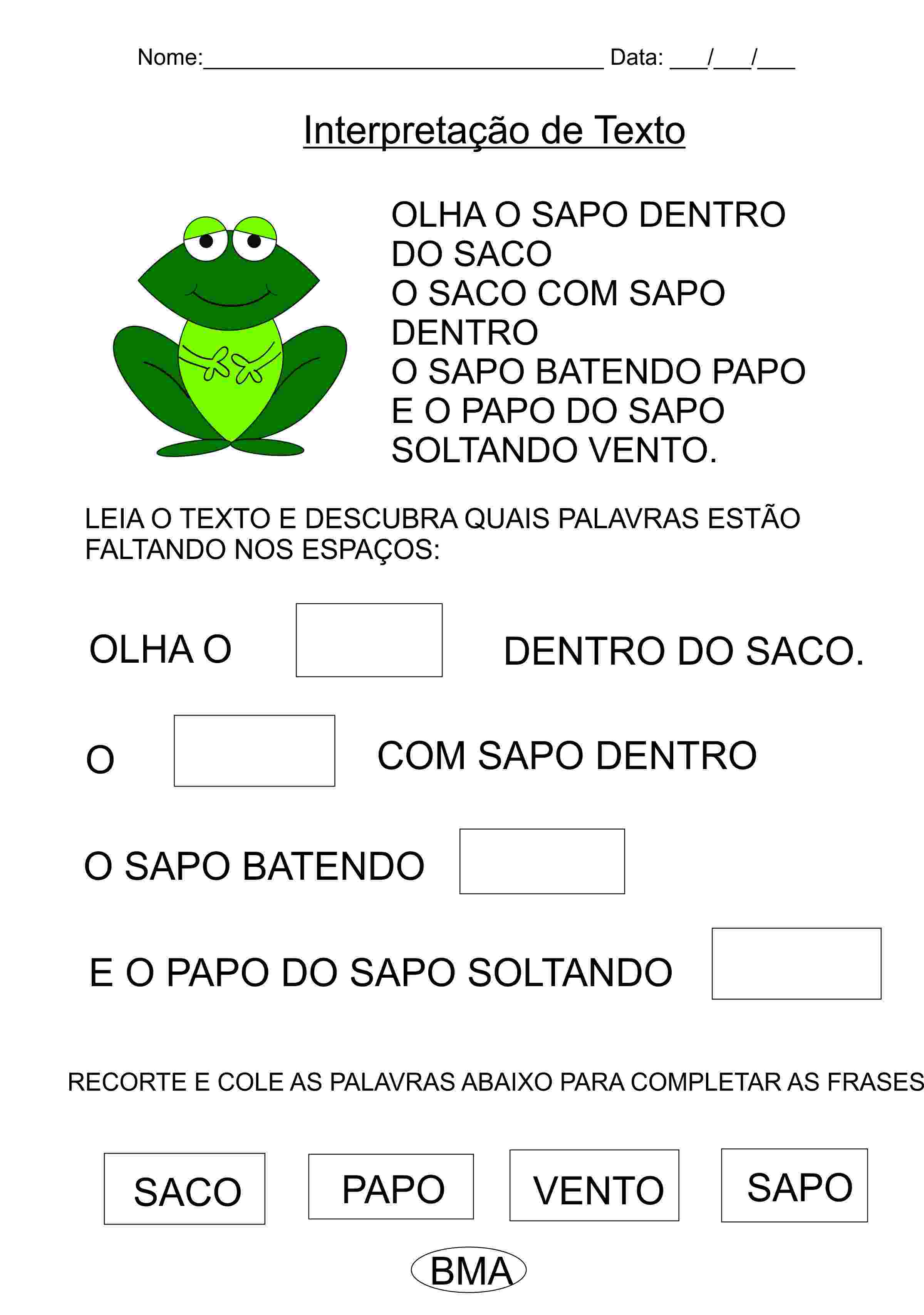 interpretação de texto infantil